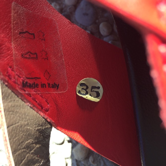 Marni Crossover Fussbett leather sandals red sz 35 - Picture 7 of 8